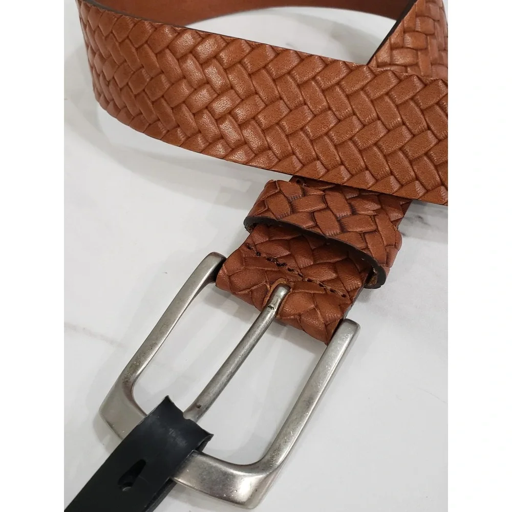 Jack & Jones Leather brown braided men's belt‎ dress up church wedding JACKLEO